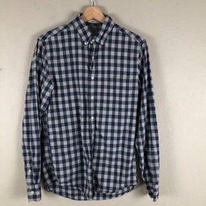 𝅺J Crew Shirt Blue Gray Check Button Up Long Sleeve Pocket Slim Size Small